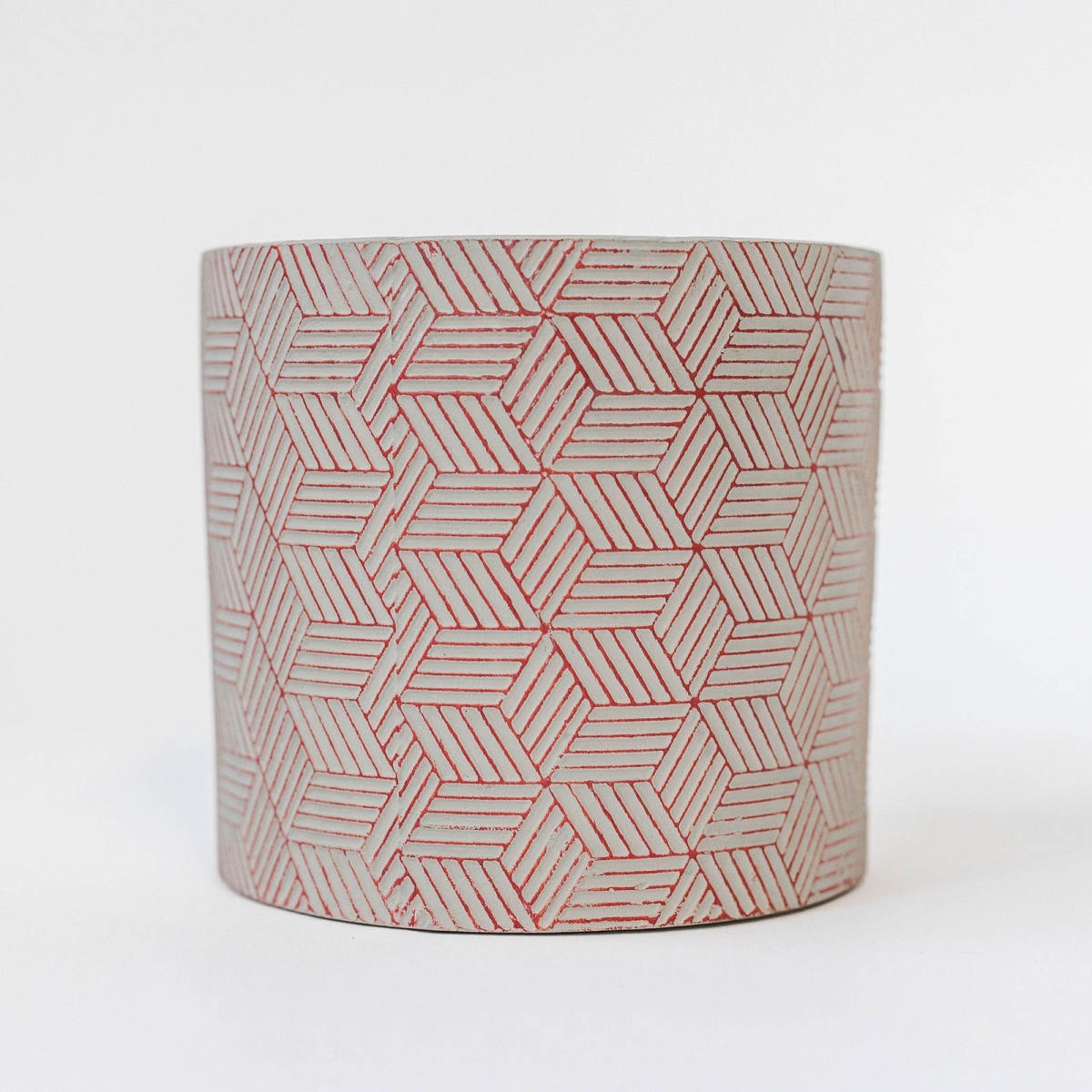 FP-CNP-114_Q01 Red And White Geometric Pattern Planter