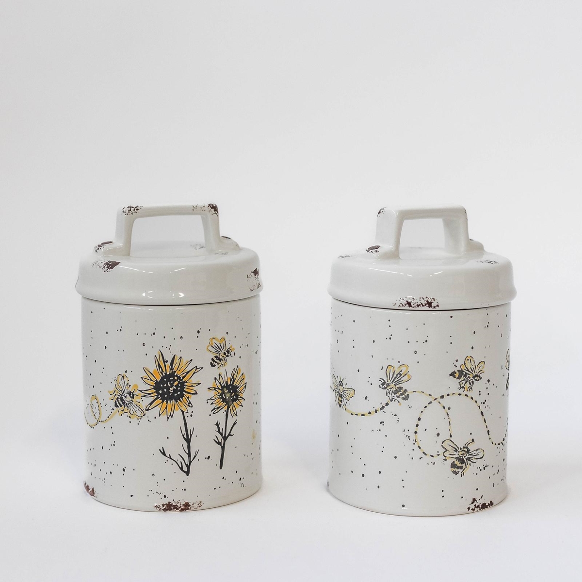 Picture of MDR Trading Inc. FP-WCJ-027 Set Of 2 Rustic Look Lidded Bees And Sunflowers Canister