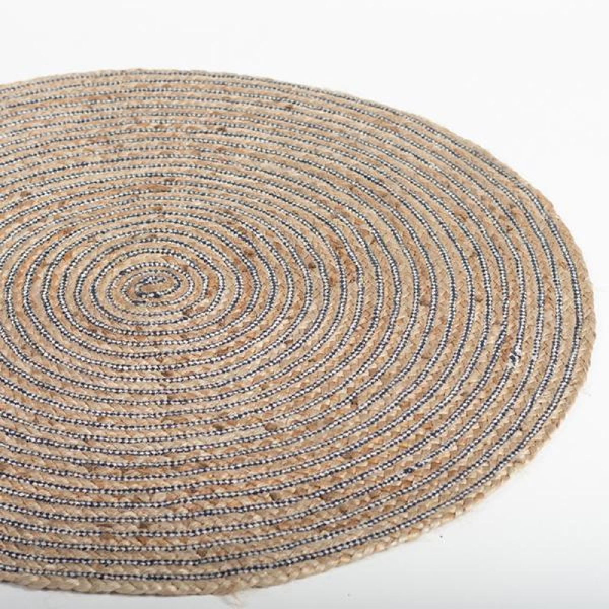 FP-IMT-108_Q01 Natural With Navy Blue And White Stripes Round Rug