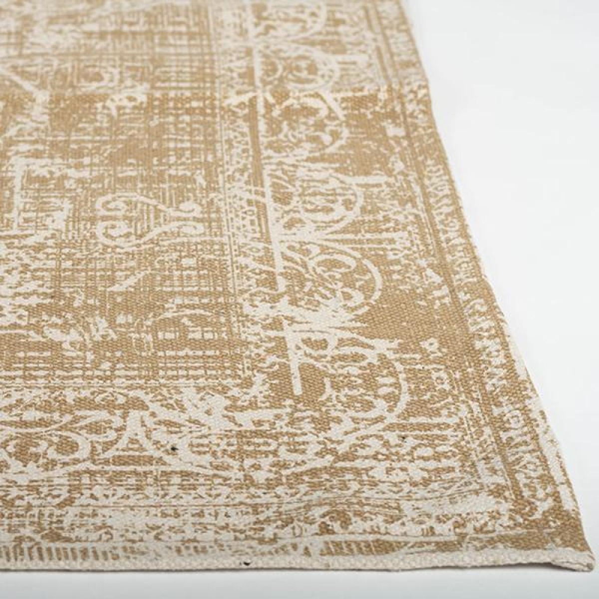 FP-IMT-154-Bg_Q01 Ivory And Light Brown Printed Cotton Rug