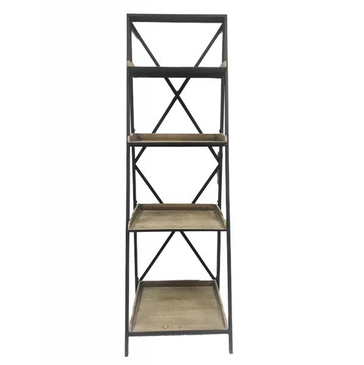 FP-WEN-057 Staircase Design 4 Shelves On Metal Frame Stand