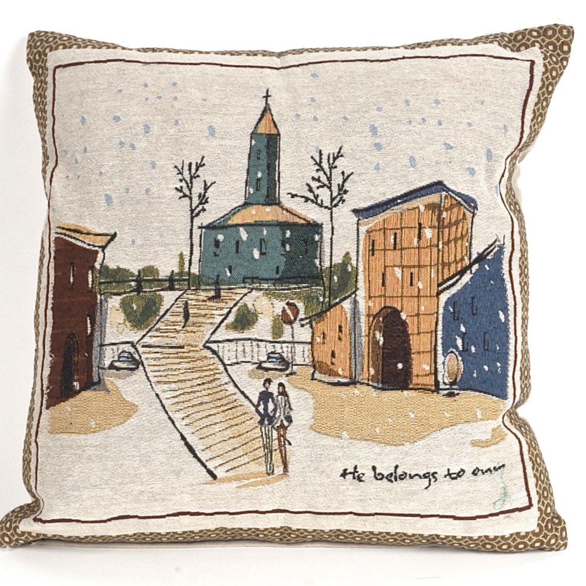 Picture of MDR Trading Inc. FP-TXPC-034_Q01 Tapestry Look Winter Walk In The Snow Cushion Cover