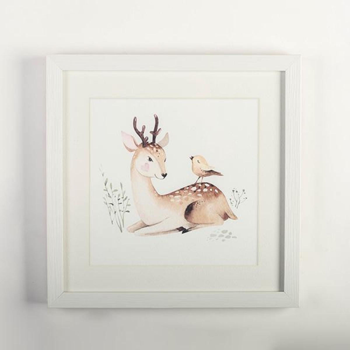 FP-LIN-074_Q01 Framed Print Best Friends-Deer And Bird Wall Decor