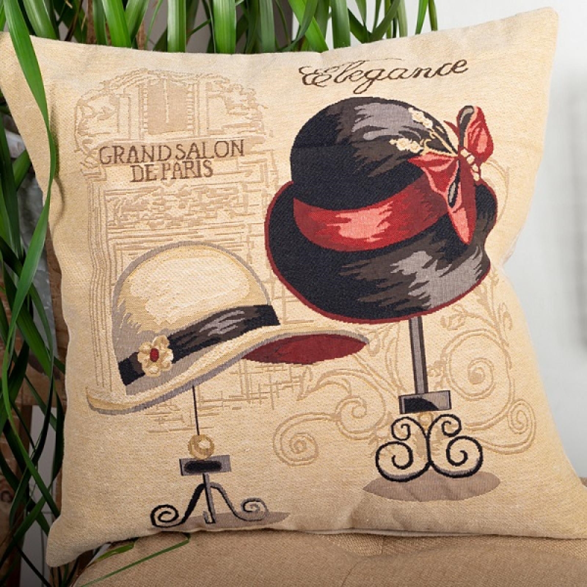 Picture of MDR Trading Inc. FP-TXPC-056_Q01 Grand Salon De Paris Elegance With Hats Cushion Cover