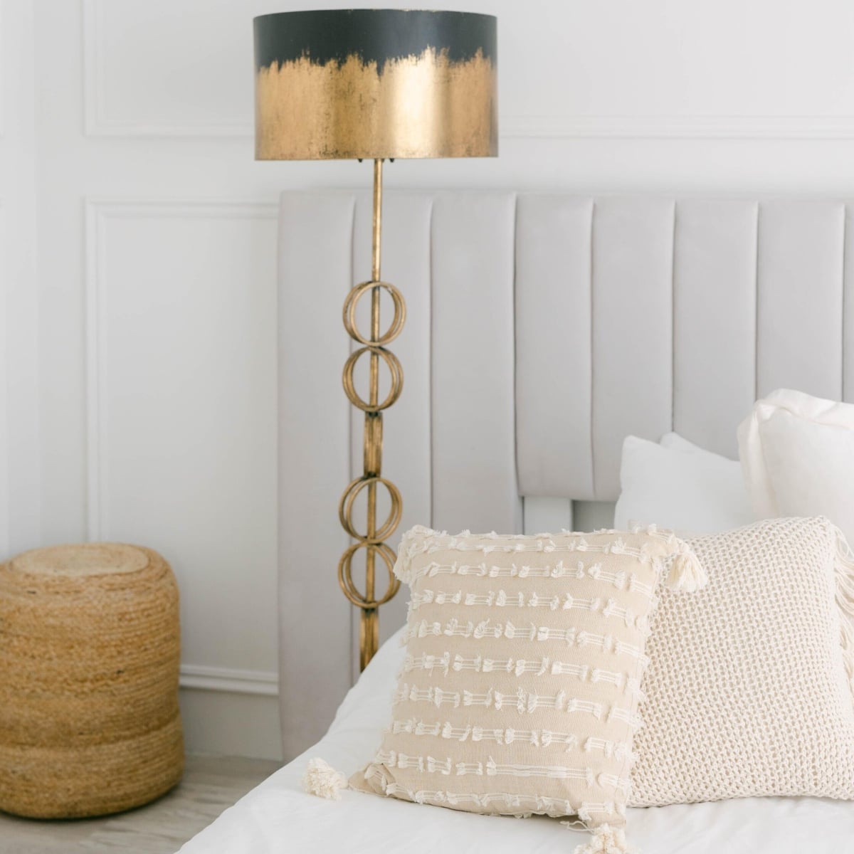 FP-LCD-357_Q01 Antique Gold And Black Floor Lamp