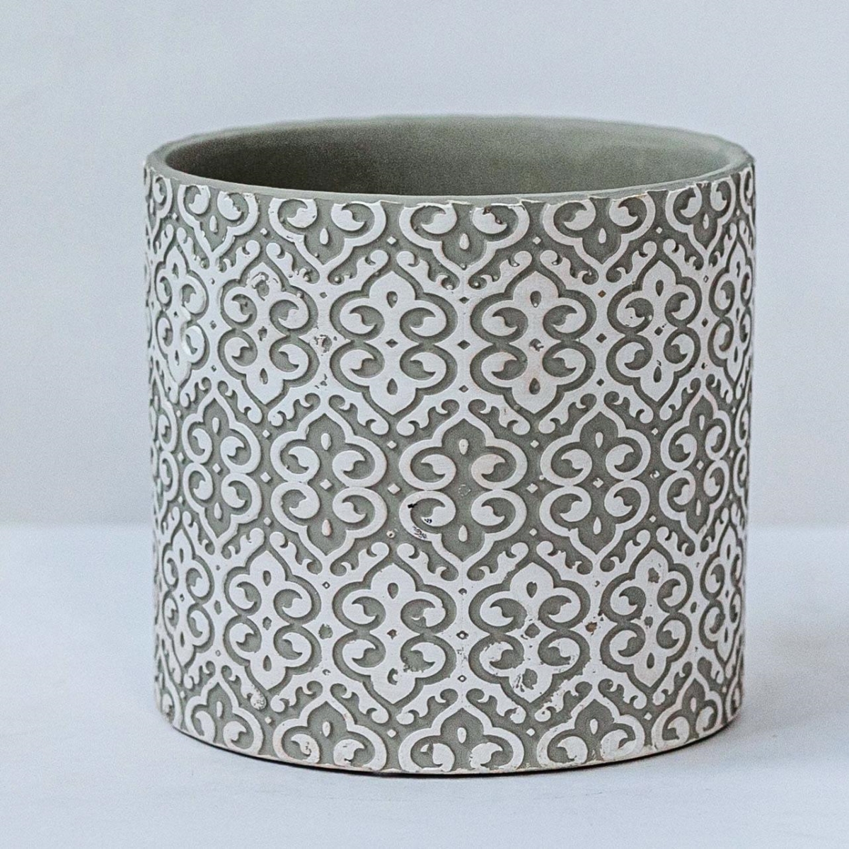 FP-CNP-002_Q01 Gray And White Geometric Pattern Planter