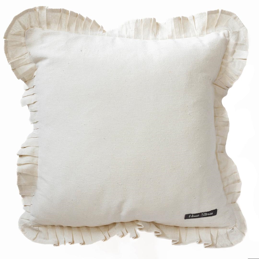 FP-IMT-131-C-Wt_Q01 Square Cream With Ruffled Pleated Edges Cushion Cover