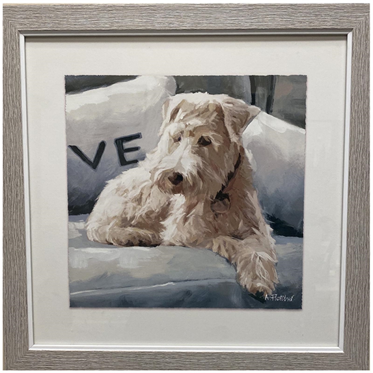FP-LIN-024_Q01 Framed Dog On The Couch Print Wall Decor