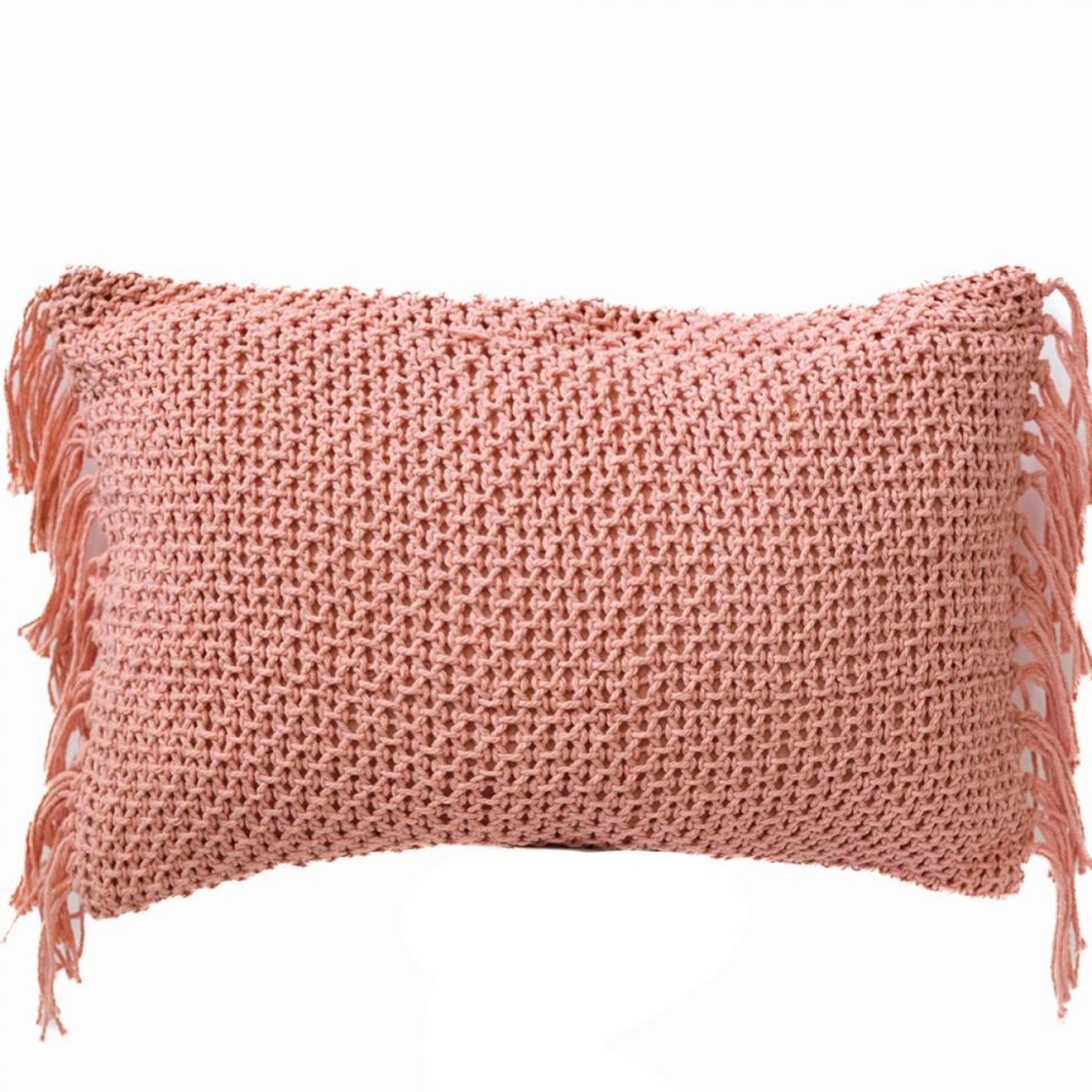 FP-IMT-062-C-lg_Q01 Rectangular Pink Textured Pattern With Tassels Cushion Cover