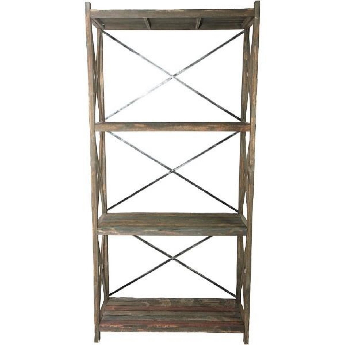 FP-YNG-077 4 Shelves Wood With Metal X Backs Stand