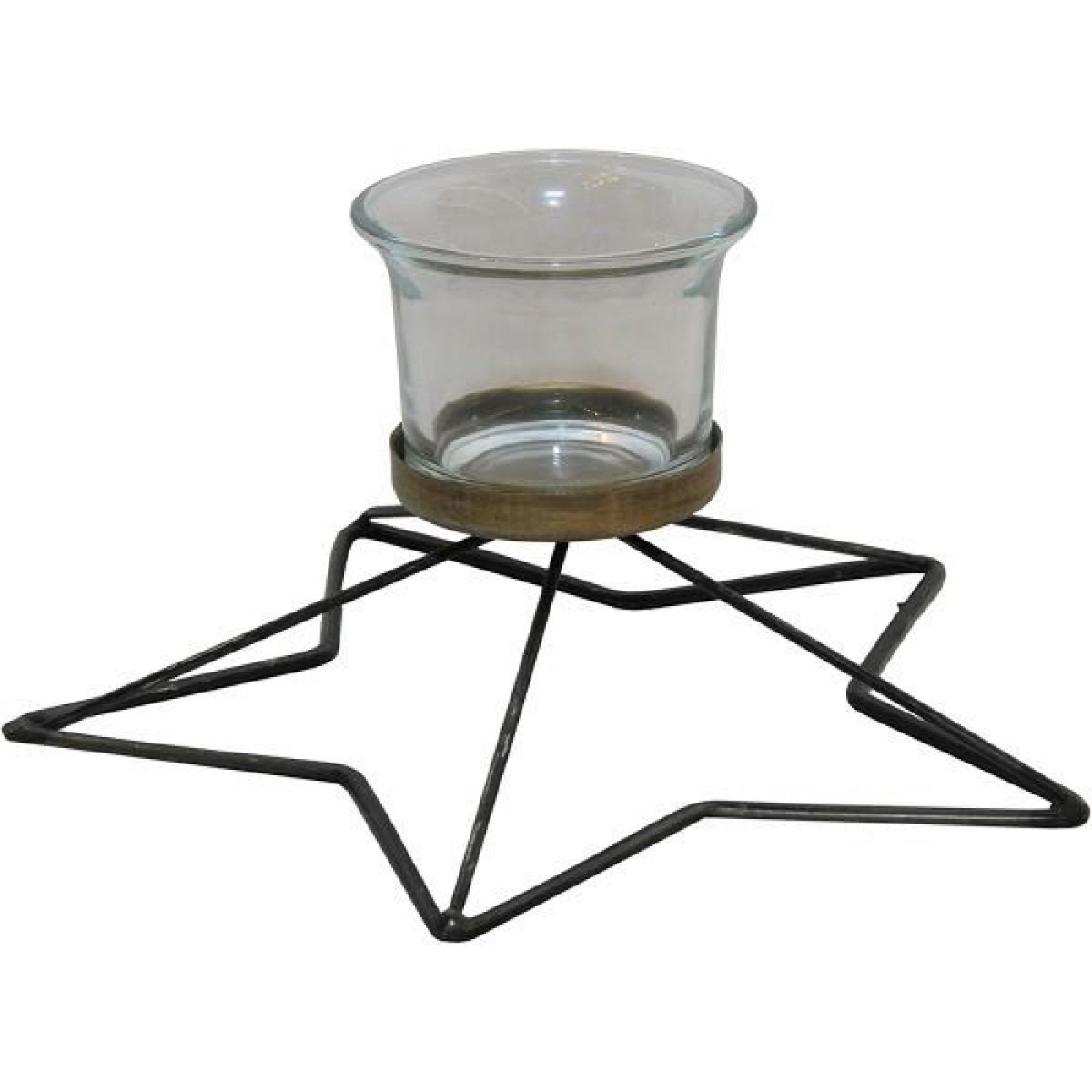 FP-LCD-183_Q01 Star Shaped Metal Base Glass Tealight Candle Holder