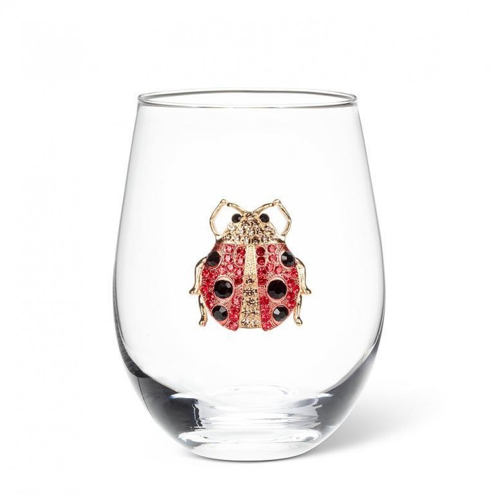 Picture of MDR Trading Inc. AB-27-BLING-209_Q01 Jewelled Ladybug Pattern Stemless Wine Glass