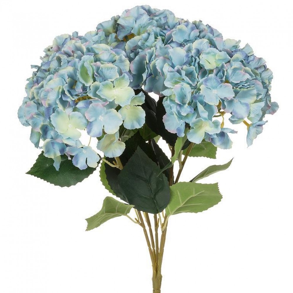 AB-27-BOUQUET-387-BLU_Q01 Large 5 Stem Blue Hydrangea Bouquet Artificial Flowers