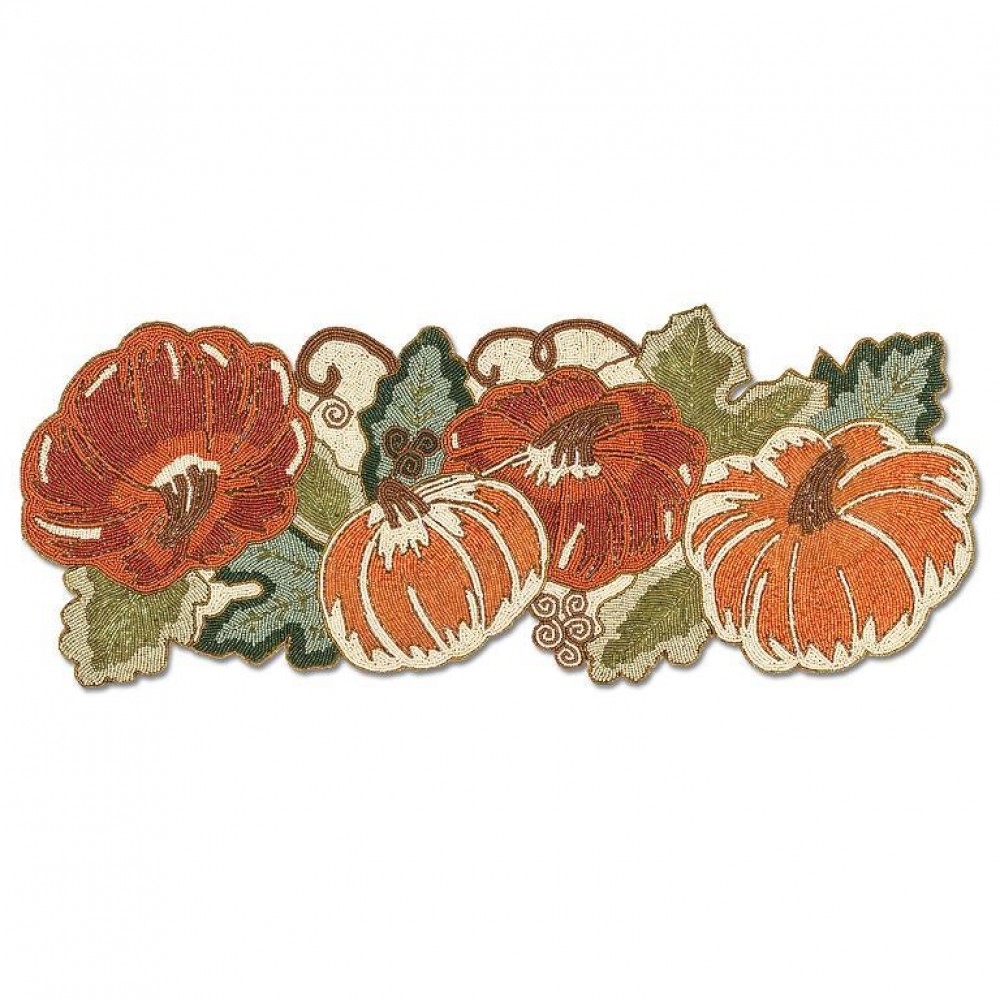 AB-40-FANCY-50 Beaded Pumpkins Table Runner