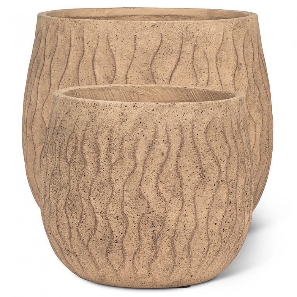 AB-27-TERRAIN-609-SET Set Of 2 Extra Large Vertical Wave Planters