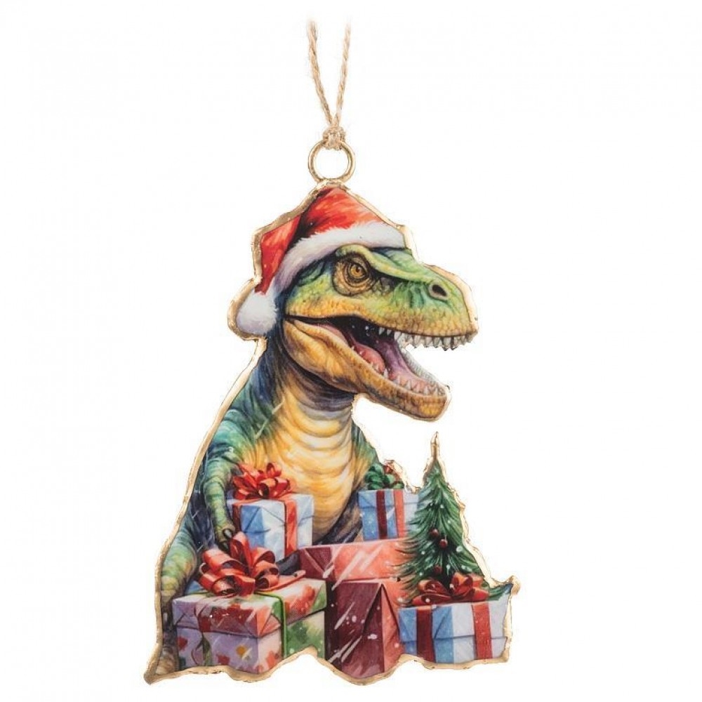 AB-37-IMPRINT-157_Q01 Christmas Dinosaur With Presents Ornament