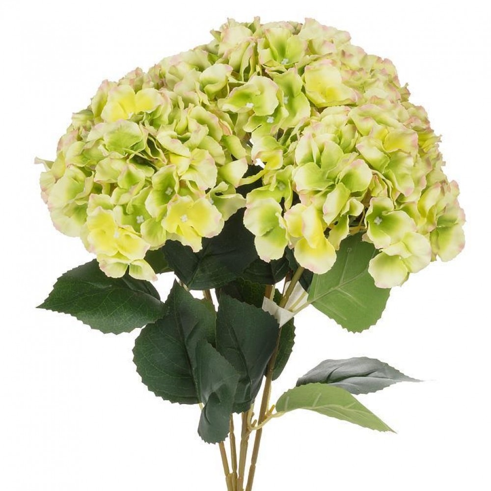 AB-27-BOUQUET-387-GRN_Q01 Large 5 Stem Green Hydrangea Bouquet Artificial Flowers