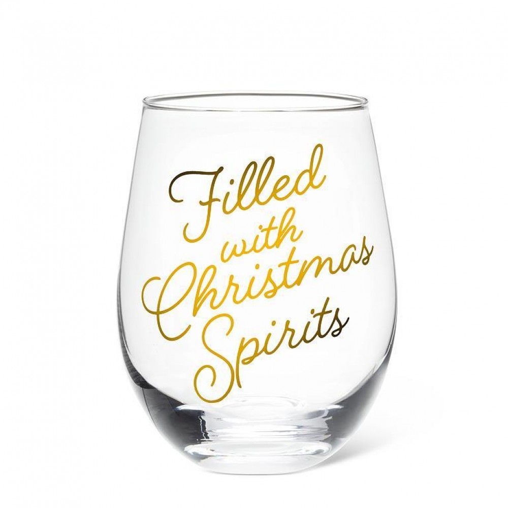 Picture of MDR Trading Inc. AB-27-TEXT-01_Q01 Filled With Christmas Spirits Stemless Wine Glass