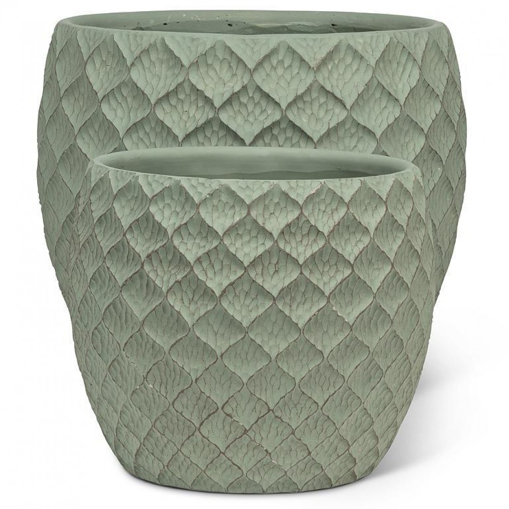 AB-27-TERRAIN-045-SET Set Of 2 Extra Large Debossed Leaf Planters