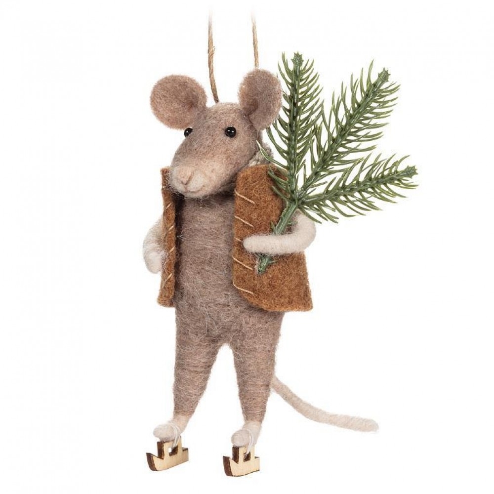 AB-27-MERINO-103_Q01 Skating Mouse Holding A Tree Ornament