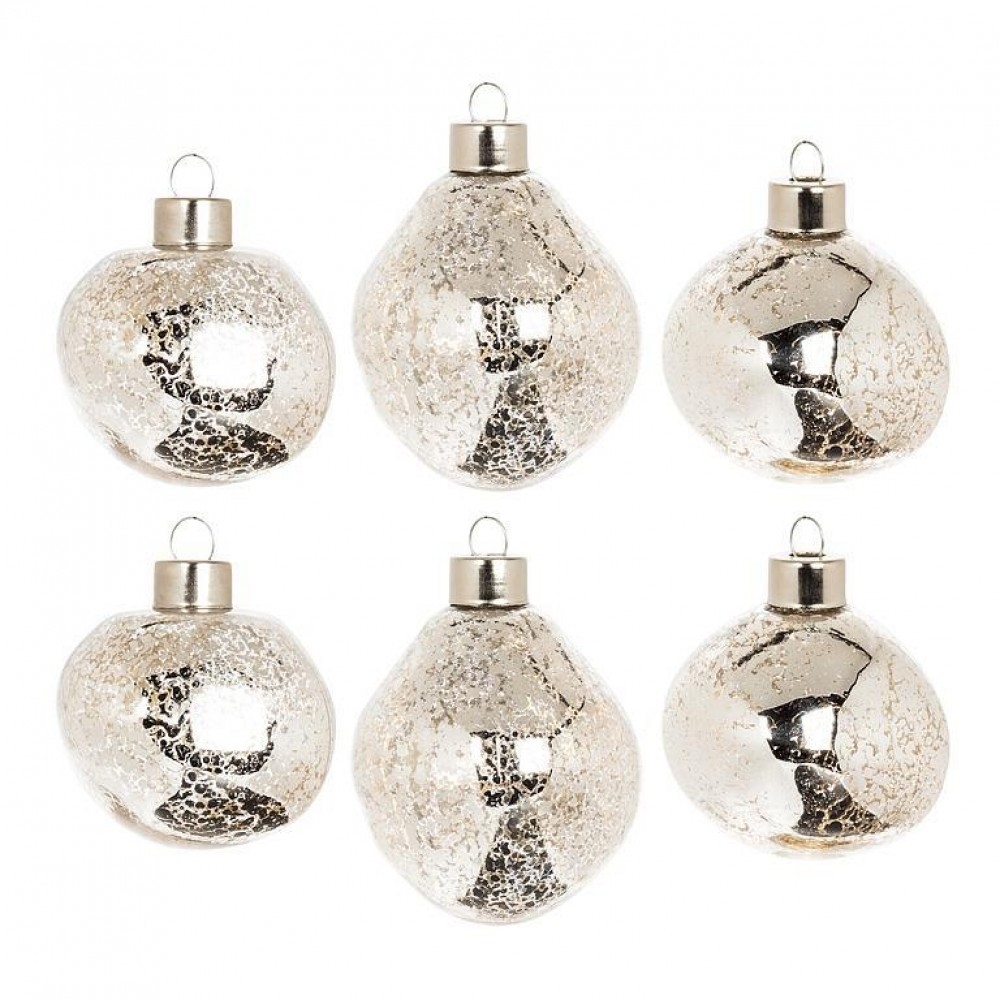 AB-27-STELLAR-XS-SIL Set Of 6 Assorted Organic Shape Ornaments
