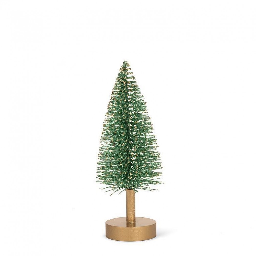 Small Glitter Brush Tree Figurine - Green - 7.5 in - Lightweight