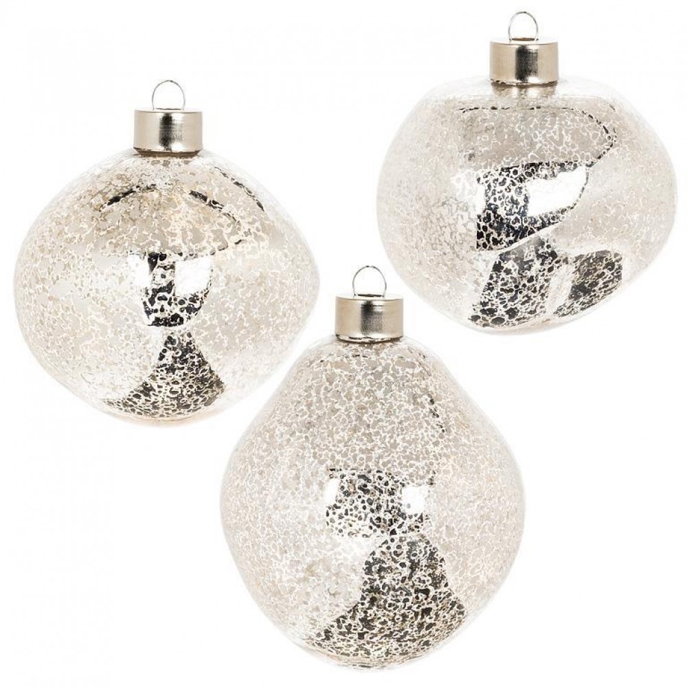 AB-27-STELLAR-SM-SIL Set Of 3 Assorted Organic Shape Ornaments