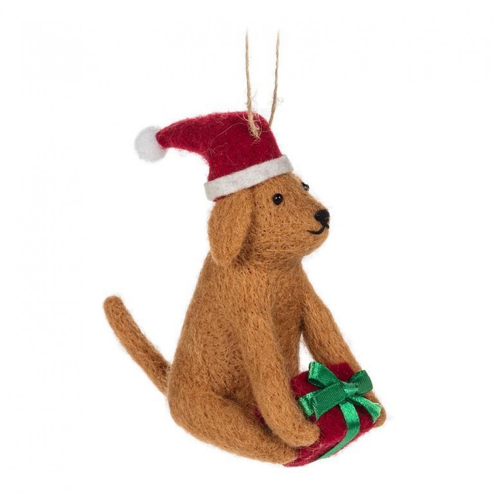 AB-27-MAPLE-1122_Q01 Christmas Dog With Present Ornament
