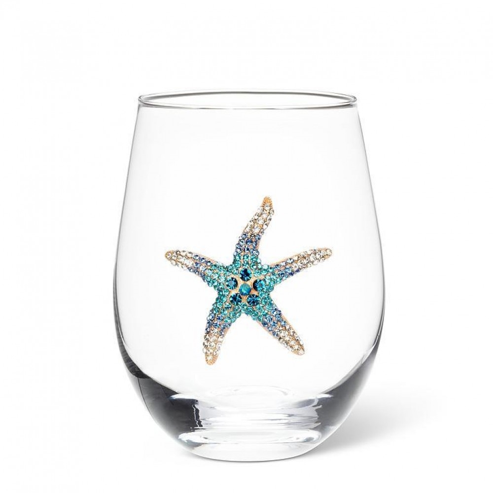 Picture of MDR Trading Inc. AB-27-BLING-147_Q01 Jewelled Starfish Pattern Stemless Wine Glass