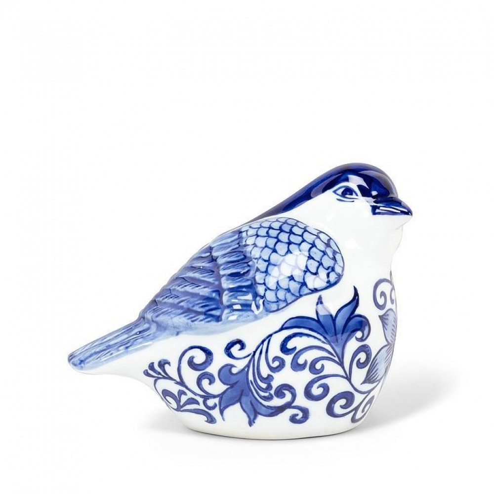AB-27-INDIGO-108_Q01 Classic Motif Patterned Bird Figurine