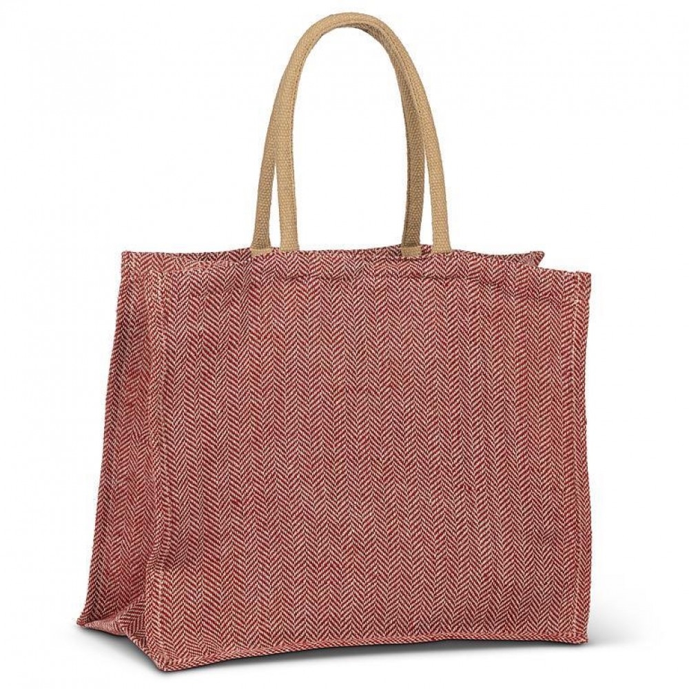 AB-34-BALMORAL-05_Q01 Red And White Herringbone Pattern Tote Bag