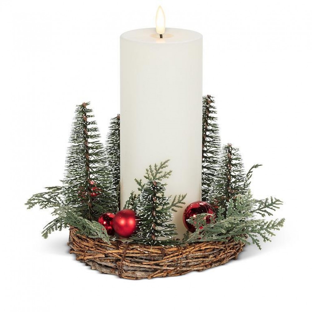 Small Tree & Ball Ornaments Candle Ring