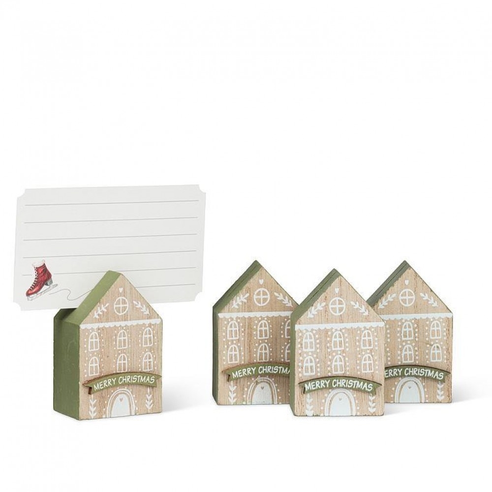 AB-27-WOODLAND-601 House Shaped Merry Christmas Placecard Holder