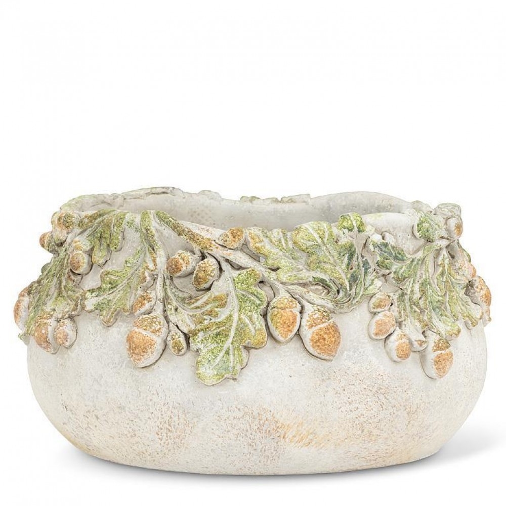 AB-27-OAKWOOD-160 Oak Leaves & Acorns Low Planter