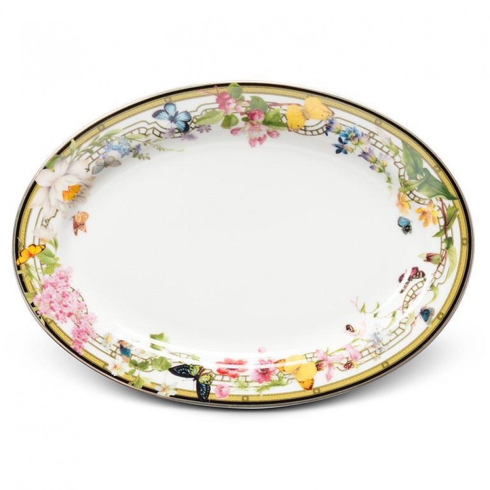 Picture of MDR Trading Inc. AB-27-SHANGRILA-OVAL_Q01 Butterfly Garden Oval Plate