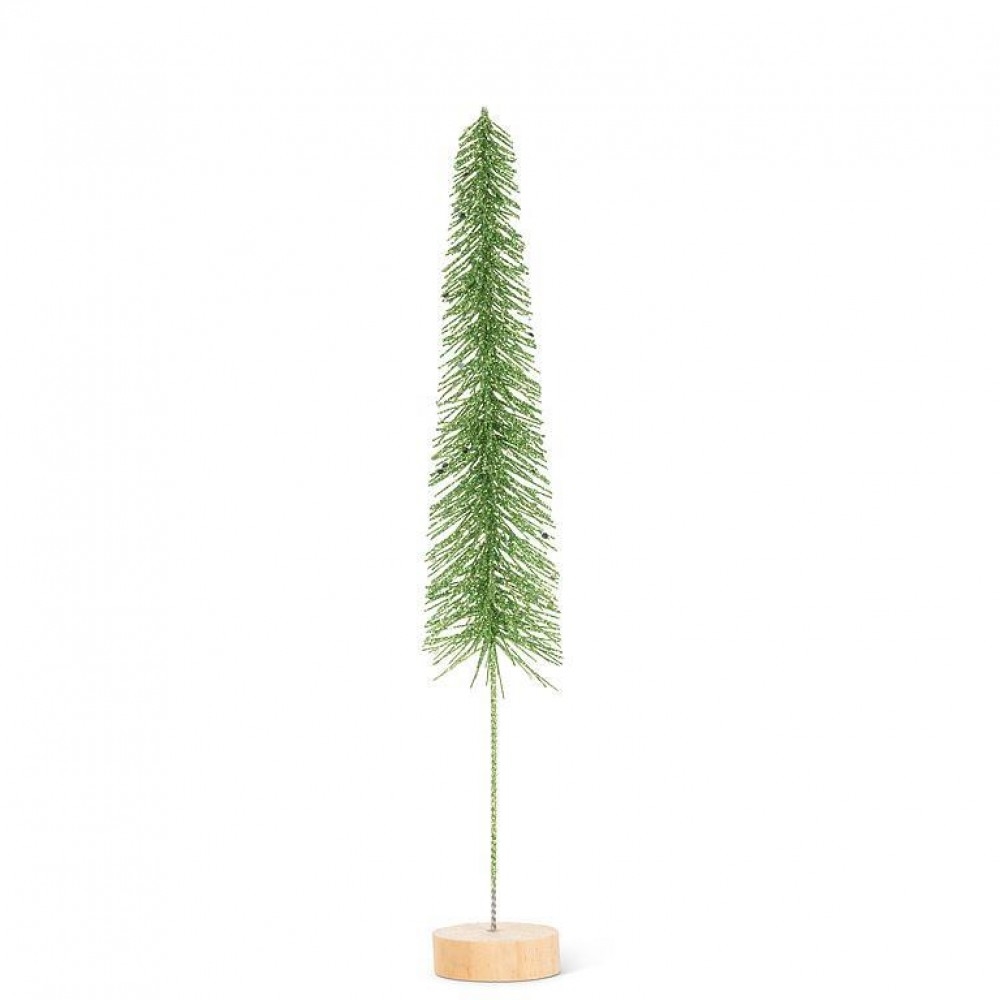 AB-27-GLITTER-MD-GRN_Q01 Skinny Glitter Brush Tree Figurine