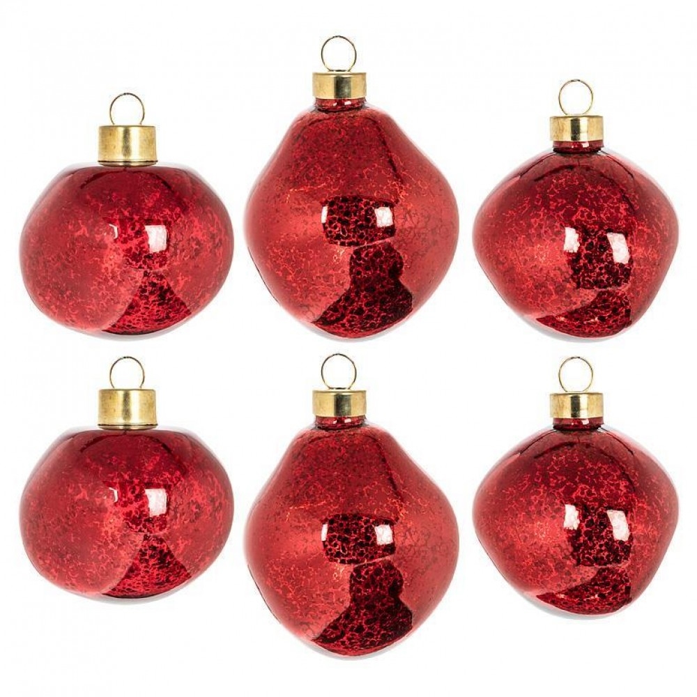 AB-27-STELLAR-XS-RED Set Of 6 Assorted Organic Shape Ornaments