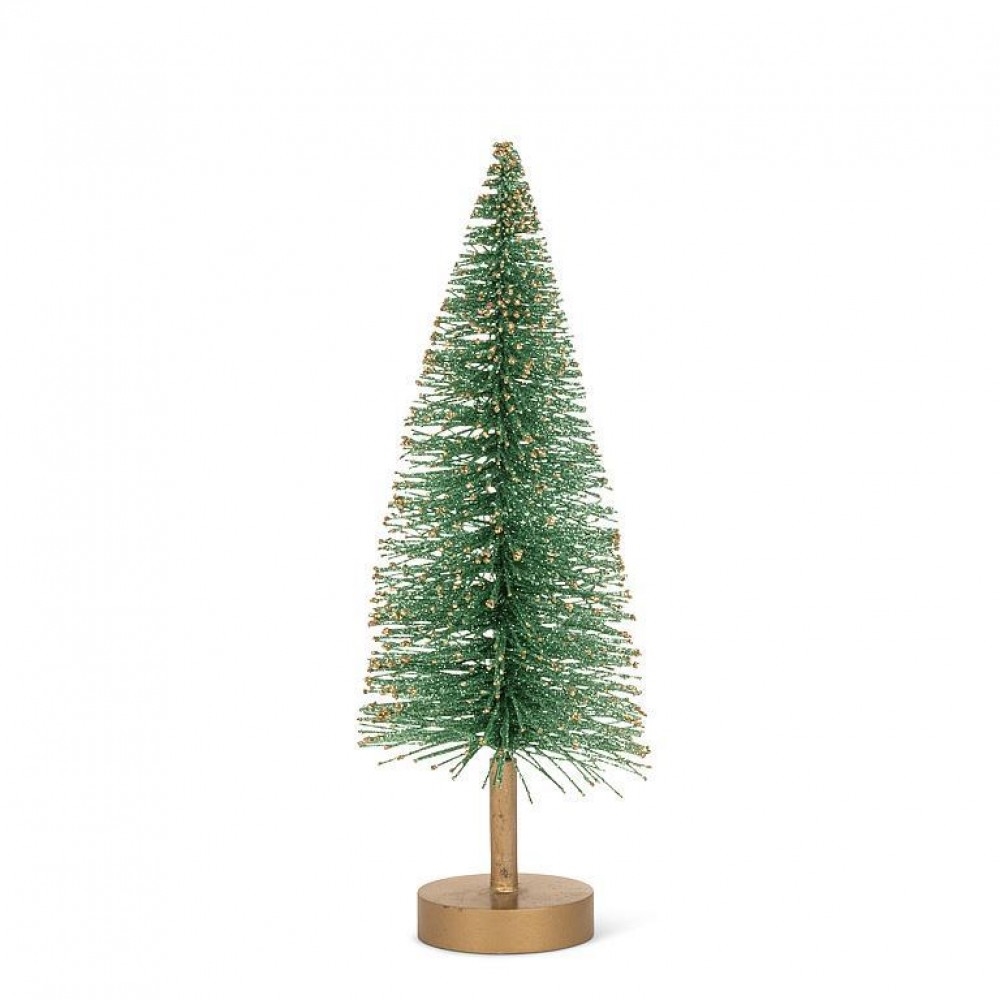 AB-27-GLINT-MD-GRN_Q01 Medium Brush Tree With Glitter Figurine
