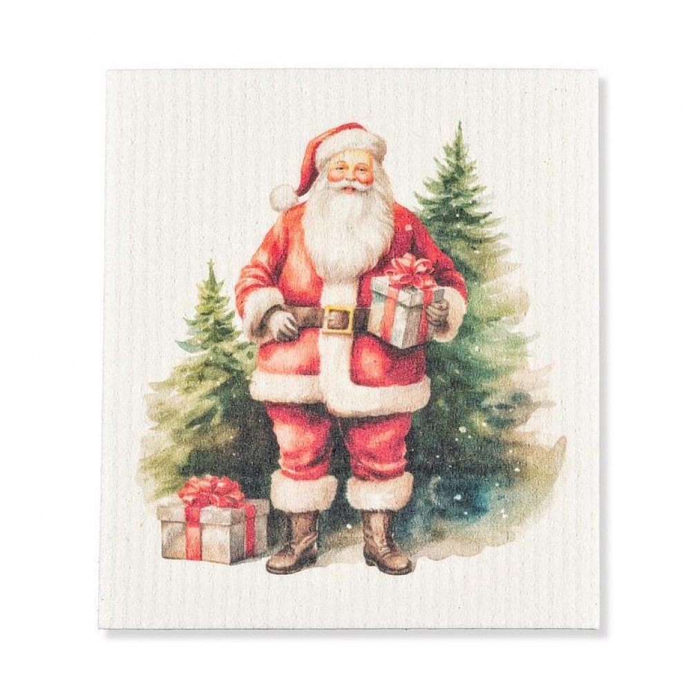 AB-20-ASD-ABX-232_Q01 Classic Santa With Presents Dishcloth