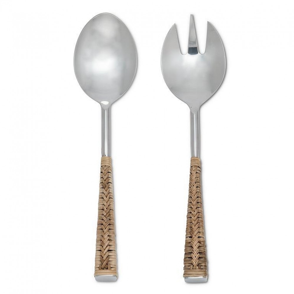 Picture of MDR Trading Inc. AB-36-RATTAN-SET Rattan Handle Salad Serving Utensils