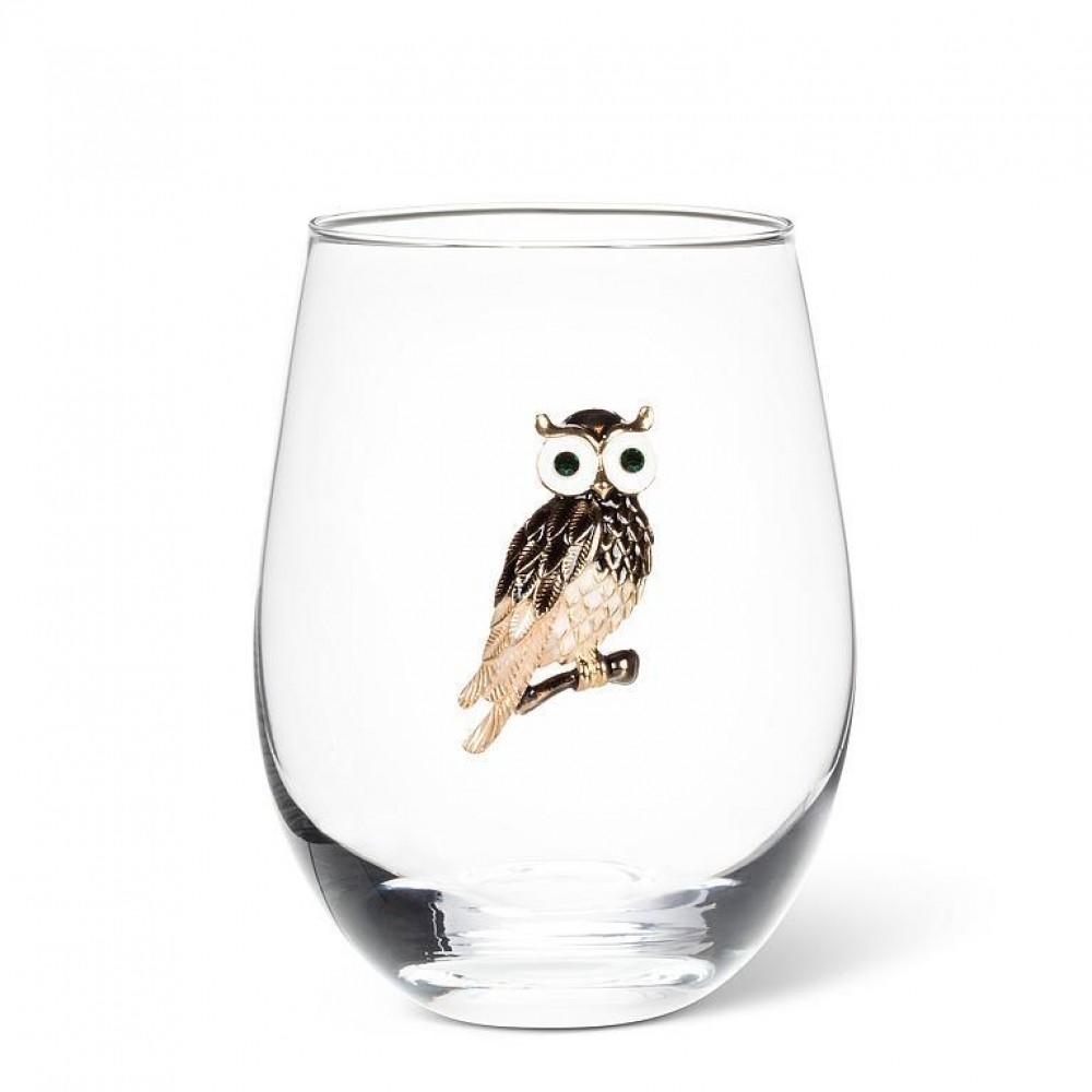 Picture of MDR Trading Inc. AB-27-BLING-312_Q01 Jewel Owl Pattern Stemless Wine Glass