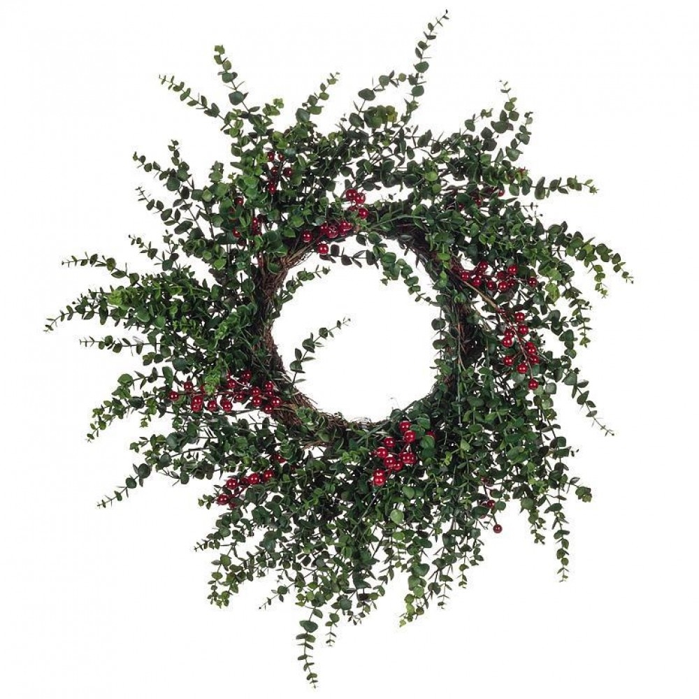 AB-27-WINDSOR-02_Q01 Medium Eucalyptus Leaves With Red Berries Wreath