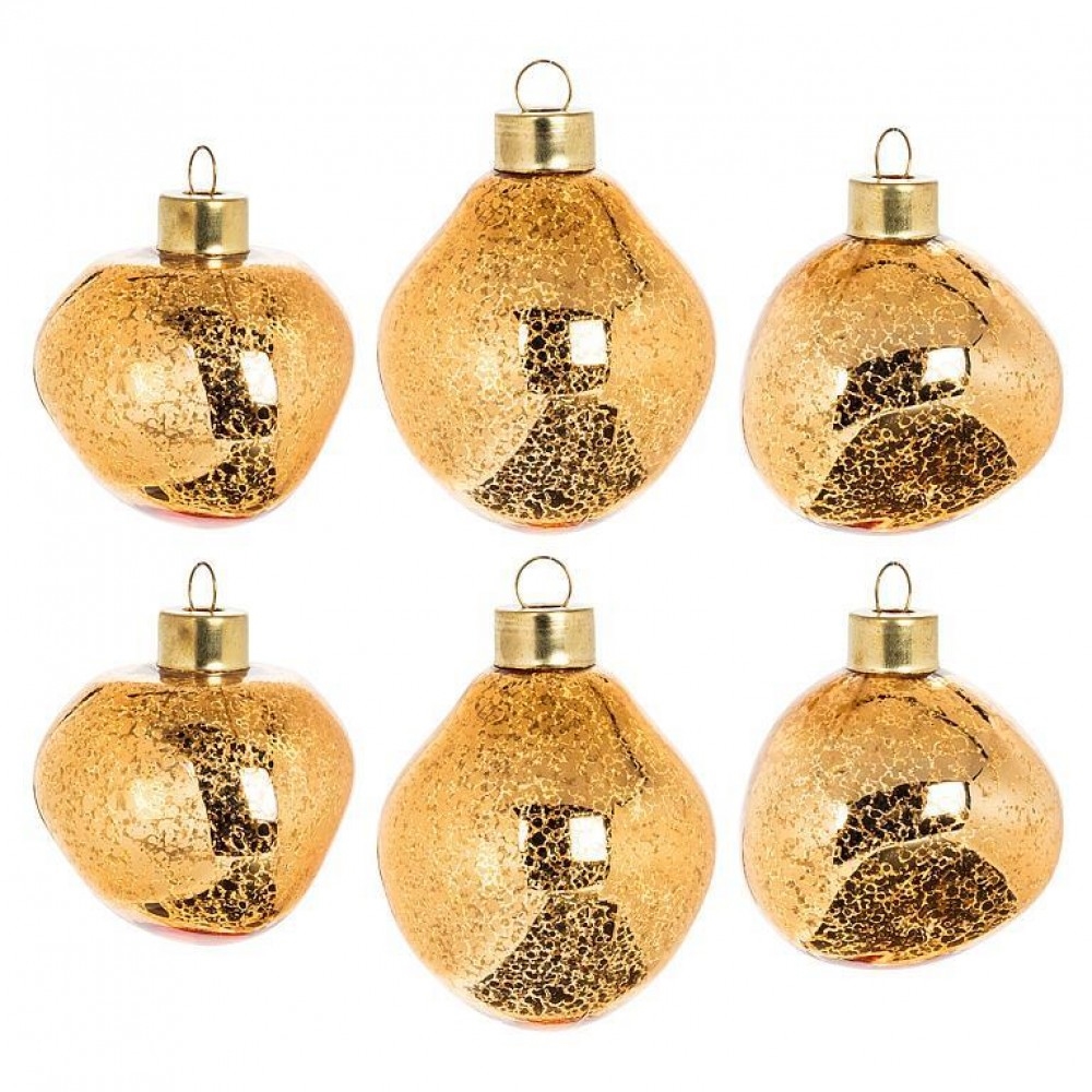 AB-27-STELLAR-XS-GOLD Set Of 6 Assorted Organic Shape Ornaments