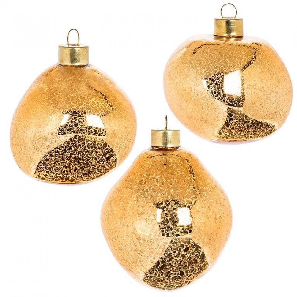 AB-27-STELLAR-SM-GOLD Set Of 3 Assorted Organic Shapes Ornaments