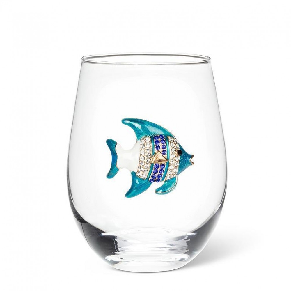 Picture of MDR Trading Inc. AB-27-BLING-191_Q01 Jewelled Fish Pattern Stemless Wine Glass