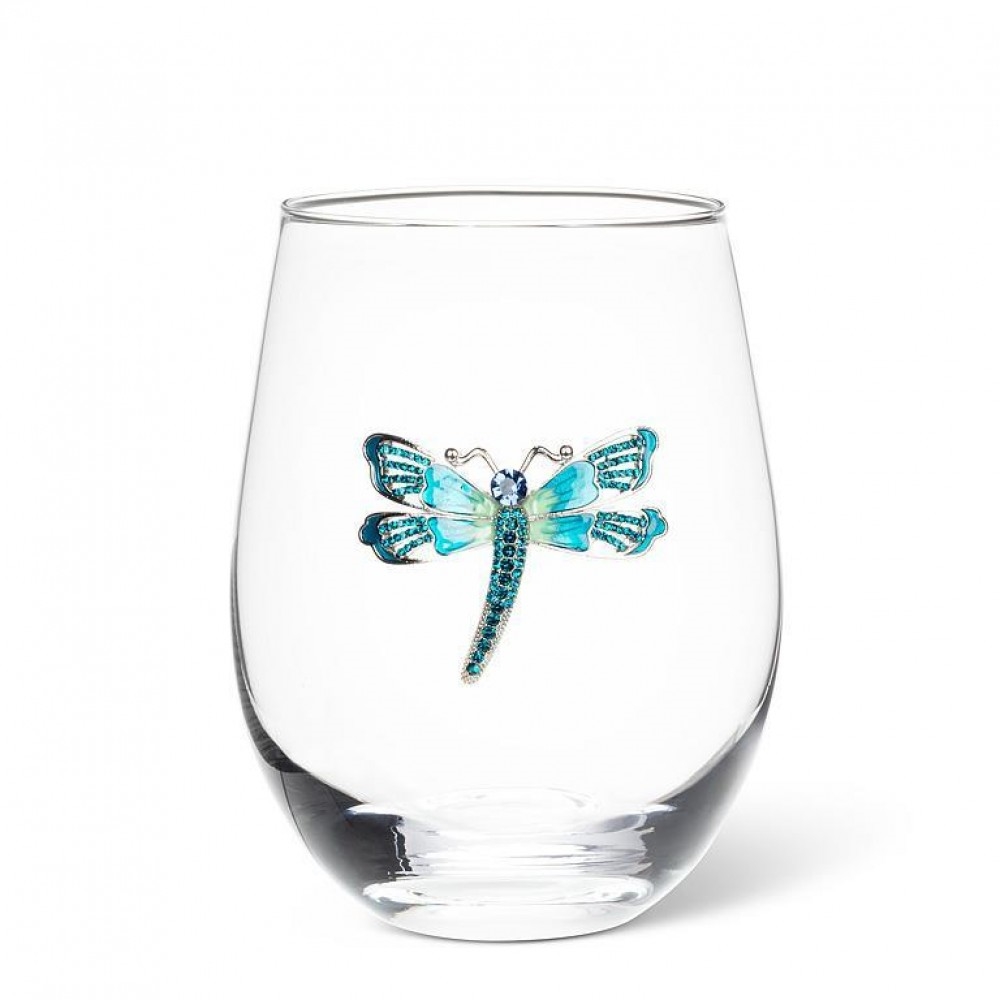Picture of MDR Trading Inc. AB-27-BLING-029_Q01 Jewelled Dragonfly Pattern Stemless Wine Glass