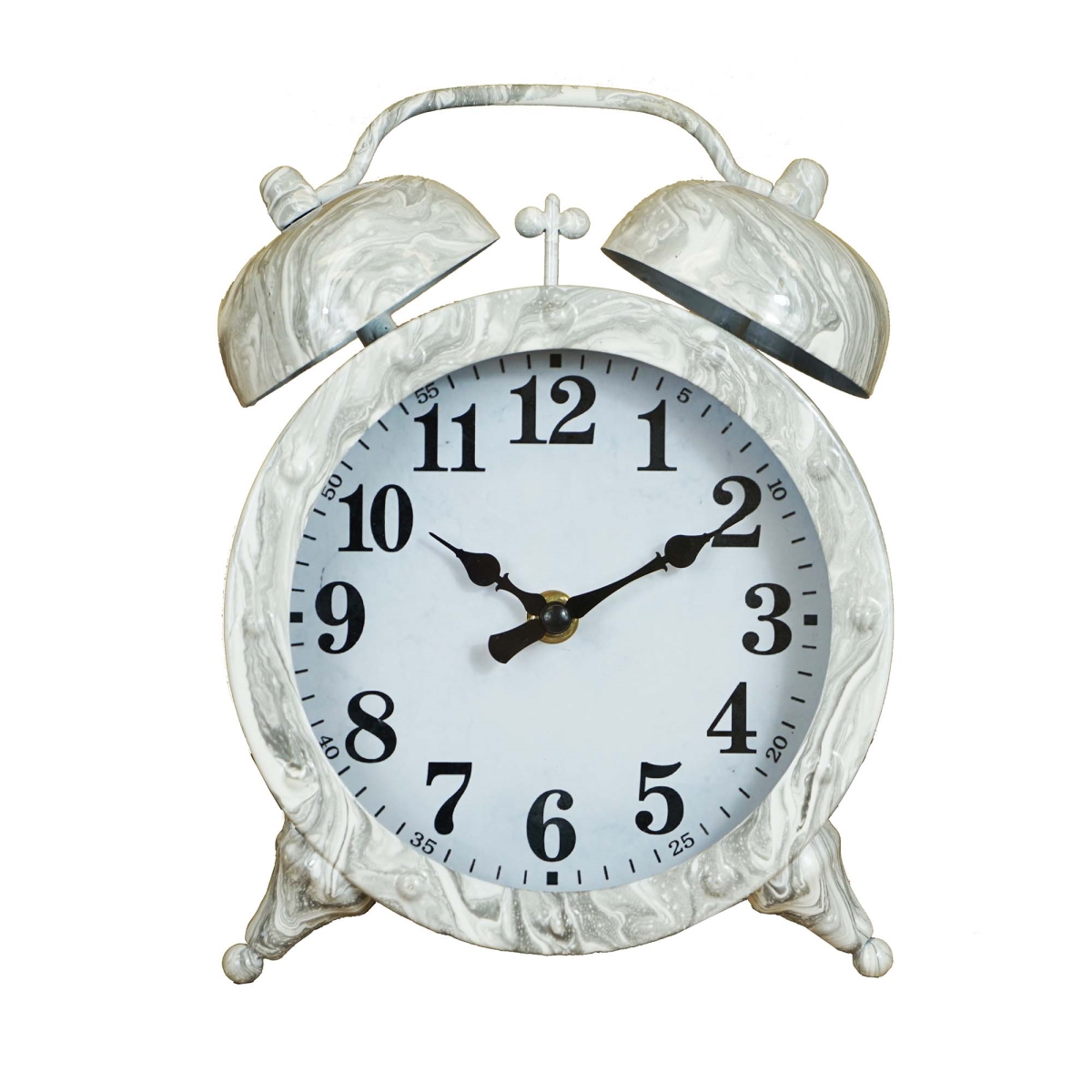 Picture of Mr. MJs Trading BM-TC1963 Metal Twin Bell Alarm Tabletop Clock - White