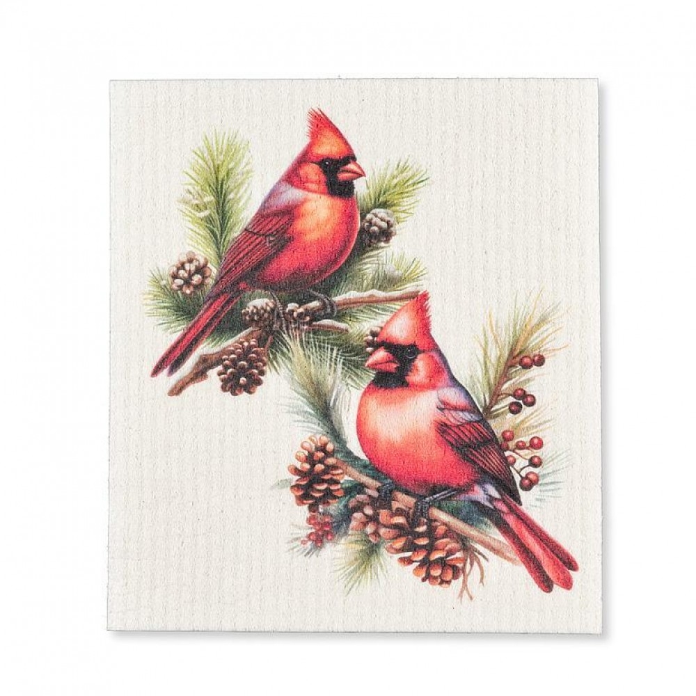 Picture of MDR Trading Inc. AB-20-ASD-ABX-231_Q01 Cardinals On Pine Cones Covered Branches Dishcloth