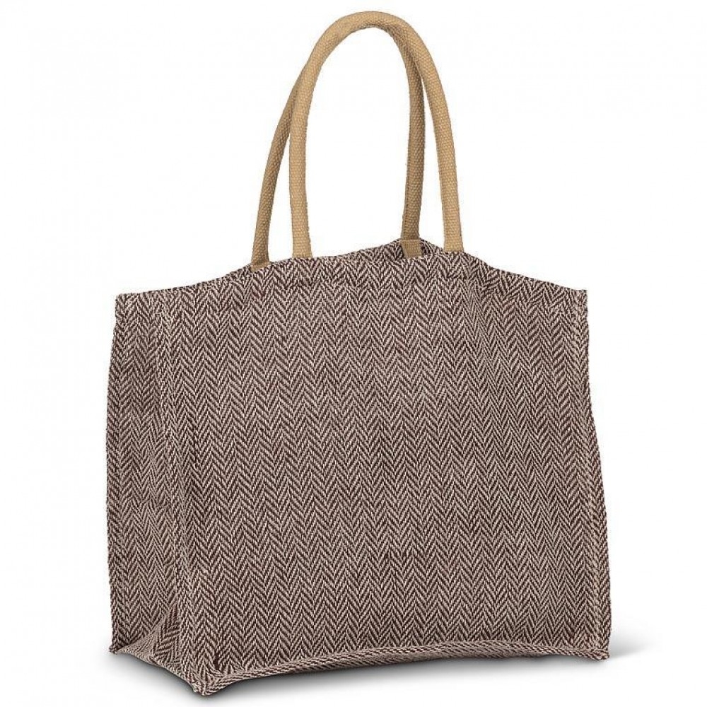AB-34-BALMORAL-04_Q01 Brown And White Herringbone Pattern Tote Bag