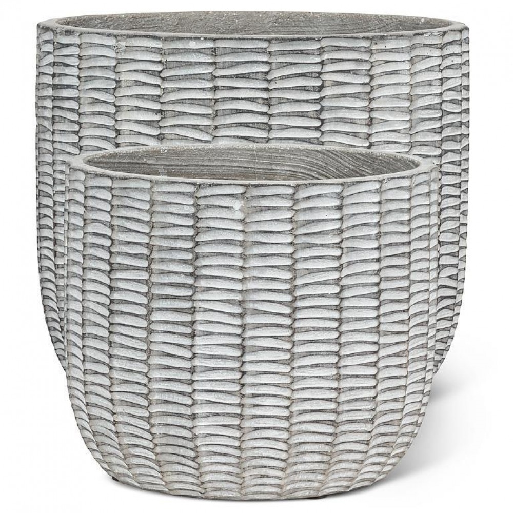 AB-27-TERRAIN-144-SET Set Of 2 Extra Large Woven Look Planters